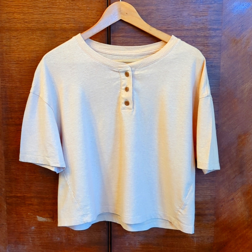 Everlane Vintage Henley Tee, Small, Hazelnut